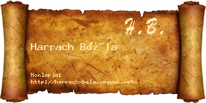Harrach Béla névjegykártya